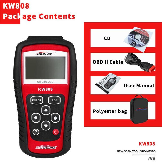 KONNWEI KW808 OBDII und EOBD Autocodeleser und Autoscanner in Rot - Bild 1