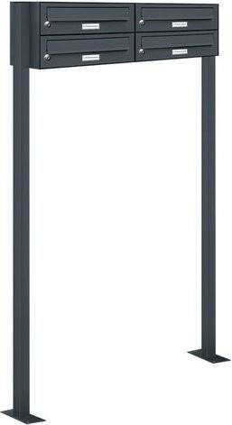 AL Briefkasten für 4 Parteien, freistehend, grau/anthrazit, B/H/T: 84,6 x 150 x 27,5 cm - Bild 1