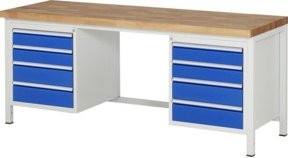 Rau Werkbank 8181A1 in Weiß mit 8 Schubladen, B/T/H: 200 x 70 x 84 cm - Bild 1