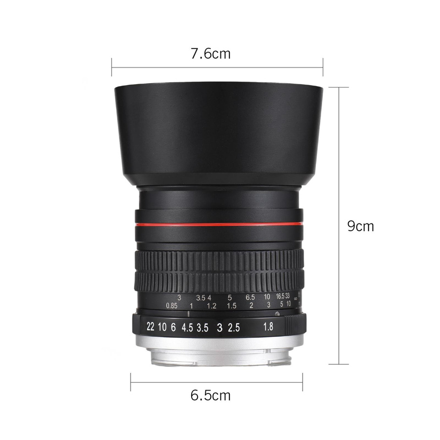 Andoer 85mm Kameraobjektiv mit manuellem Fokus, F1,8 Blende, EF-Mount für Canon, Schwarz - Bild 4
