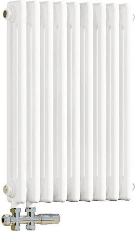 Duschparadies Traditioneller Heizkörper für Warmwasserbetrieb Weiß B: 60 cm, H: 42,5 cm, 650W, 3 Säulen - Bild 1