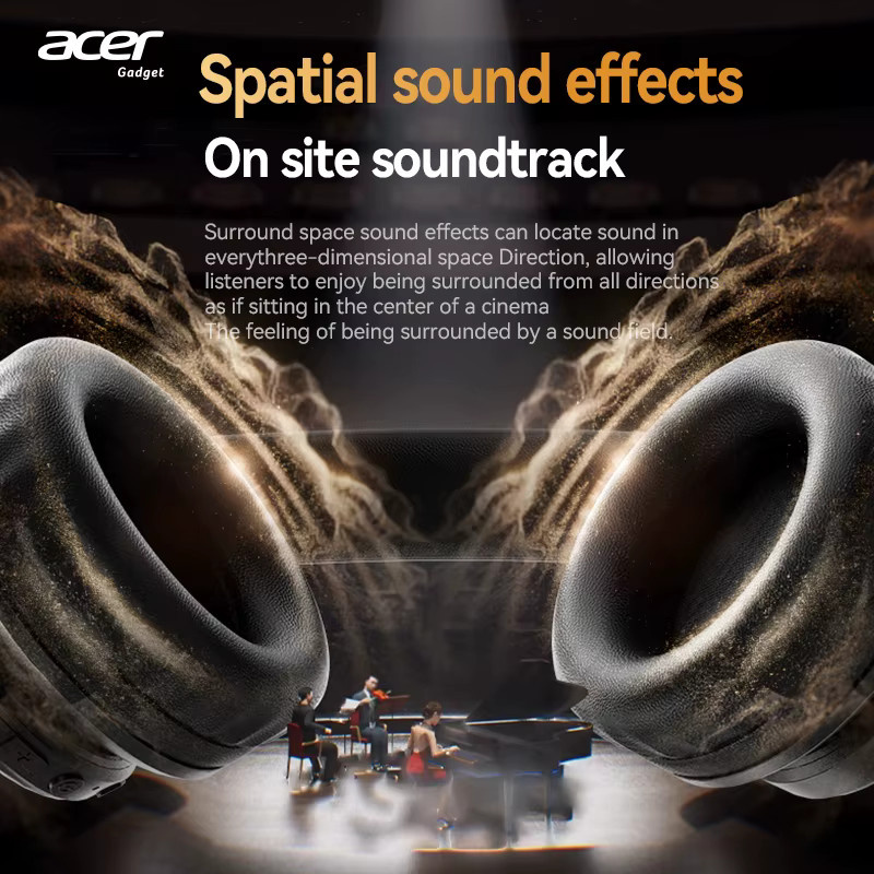 Acer Ohr559 Kabellose Over-Ear-Bluetooth-Kopfhörer in Schwarz mit High-Fidelity-Stereo-Sound und Anrufgeräuschunterdrückung - Bild 4