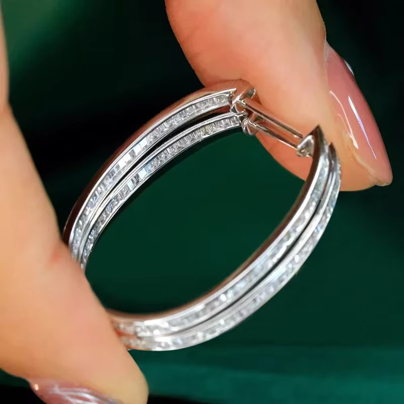 Huitan Mode Creolen, Silber, Zirkonia, Damen - Bild 4