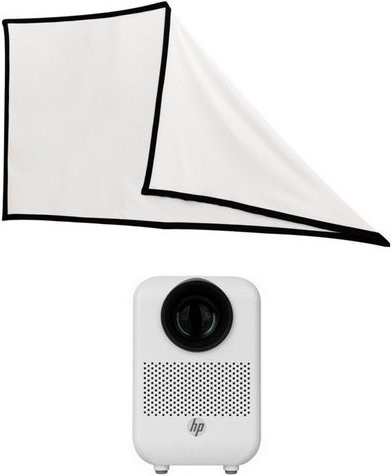 HP CC180W Mini Beamer Set mit weißer Leinwand und LED-Technik in HD-Auflösung - Bild 1