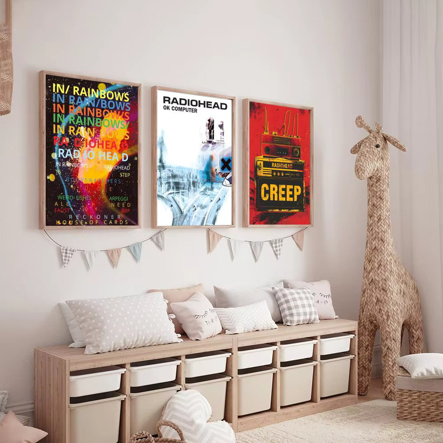 JKPICTURE Radiohead Band Rainbow Poster als abstrakte Leinwand-Wanddekoration in Multicolour und Schwarz - Bild 3