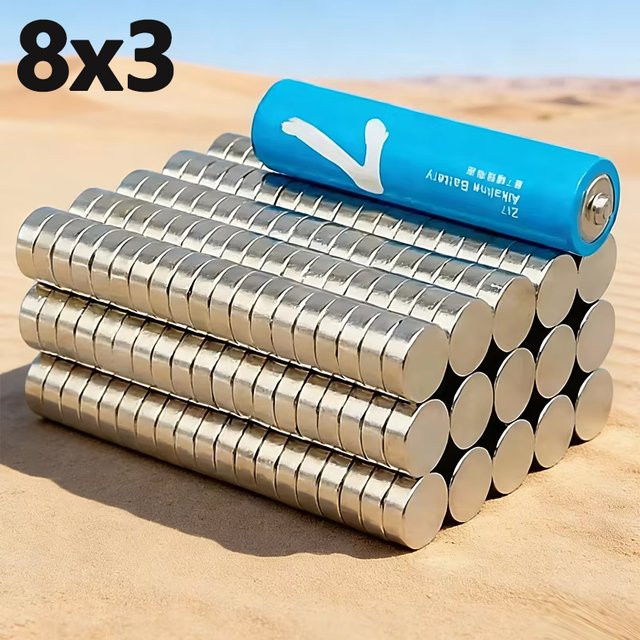 Starke runde Magneten in Silber für Kühlschrank, Whiteboard und Bastelprojekte, Durchmesser: 8 mm, Höhe: 3 mm - Bild 1