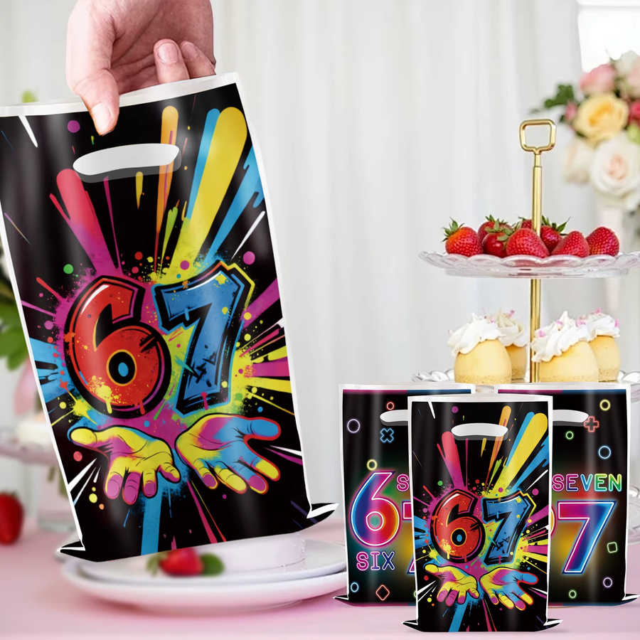 Color Focus Fluoreszierende Linien Geschenktüten aus Papier für Party und Geburtstag, Mehrfarbig - Bild 2