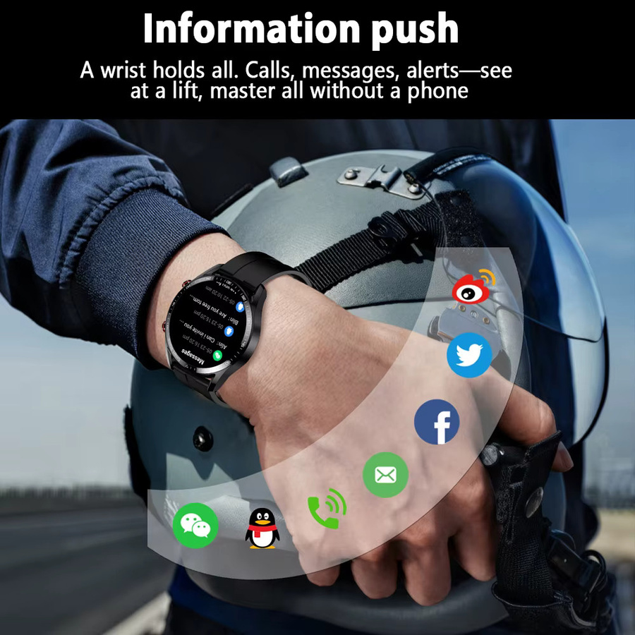 ChiBear Smartwatch, Edelstahl, Schwarz, Herren - Bild 3