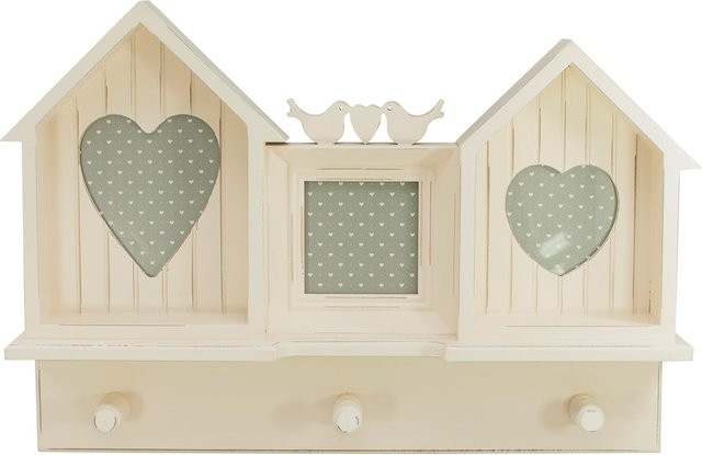 HTI-Line Garderobe Traunstein im Shabby Chic, weiß lackiertes Holz mit Paneel und Haken für deinen Flur - Bild 1