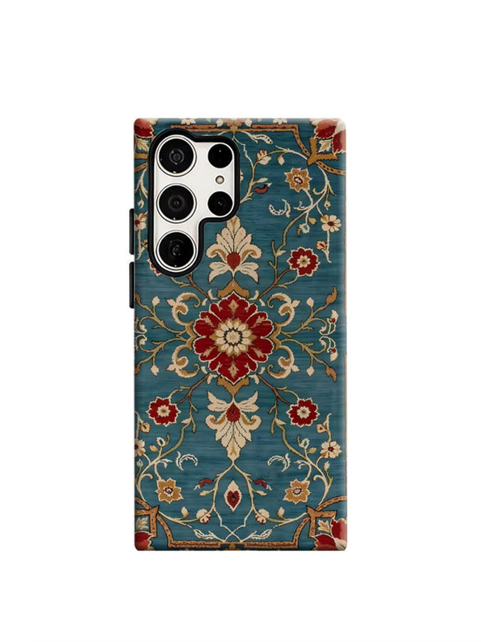 Aurbe Handyhülle für Samsung Galaxy S26 S25 S24 S23 Ultra Plus HD Hart Vintage Floral Elegance Teppich Doppelschicht-Filmhülle in Multicolour - Bild 6