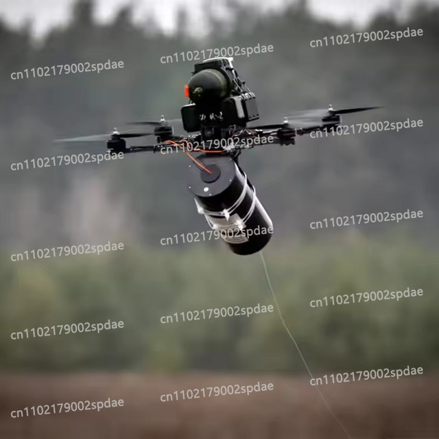 Optische Faser-Drohne mit Glasfaserkabel und FPV in Schwarz - Bild 1