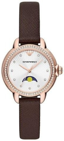Emporio Armani Armbanduhr, Quarz, Lederarmband, 32 mm, Weiß, Damen - Bild 1