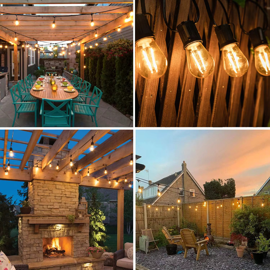Grensk LED Lichterkette S14 E27 Warmweiß Transparent aus Kunststoff, Wasserdicht und Bruchsicher für Garten und Outdoor - Bild 2