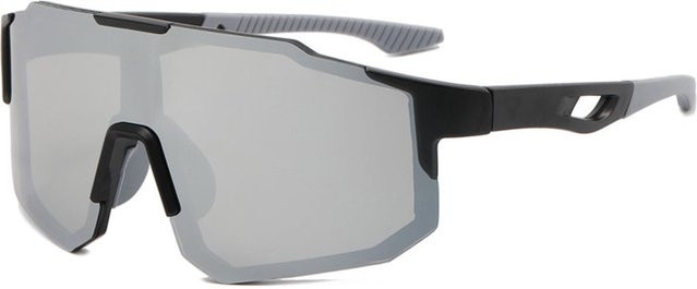 Techsuit 9337 Sportsonnenbrille, Unisex, semi-rimless, Schwarz Silber - Bild 1