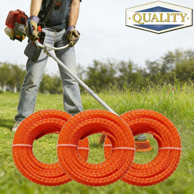 LUSQI Nylon-Trimmerfaden für Rasenmäher, hochfestes Spiral-Freischneiderseil zur Unkrautentfernung in Orange, 2,4/3 mm - Bild 1