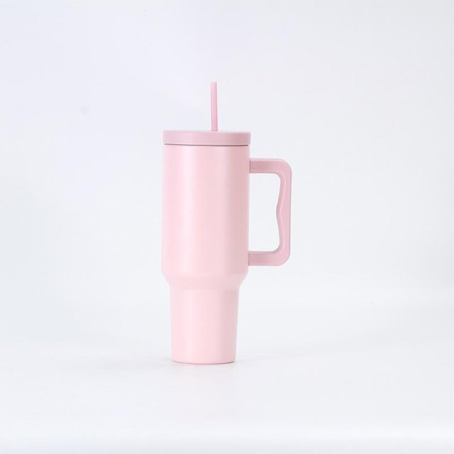 Yiran Furniture Ice Bully Cup Thermosbecher aus Edelstahl mit Griff und Strohhalm, 40oz, in Schwarz, Weiß, Blau, Pink oder Lila - Bild 1