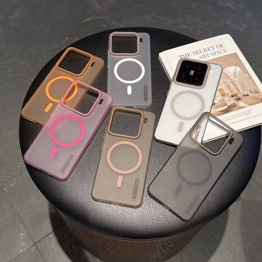 Transparente magnetische Schutzhülle für Xiaomi 15 14 13 Pro 15T 15T Pro, stoßfeste matte Handyhülle aus hartem PC in Orange - Bild 3