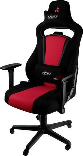 Nitro Concepts E250 Gaming-Stuhl für Erwachsene in Schwarz/Rot aus Kunstleder mit höhenverstellbarer Sitzfläche, Kopfstütze und Armlehnen - Bild 1