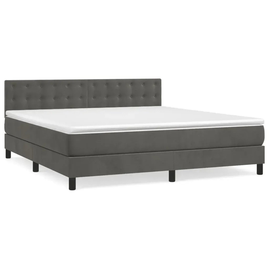 vidaXL Boxspringbett mit Matratze in Dunkelgrau aus Samt, B/T/H: 180 x 200 x 203 cm - Bild 2