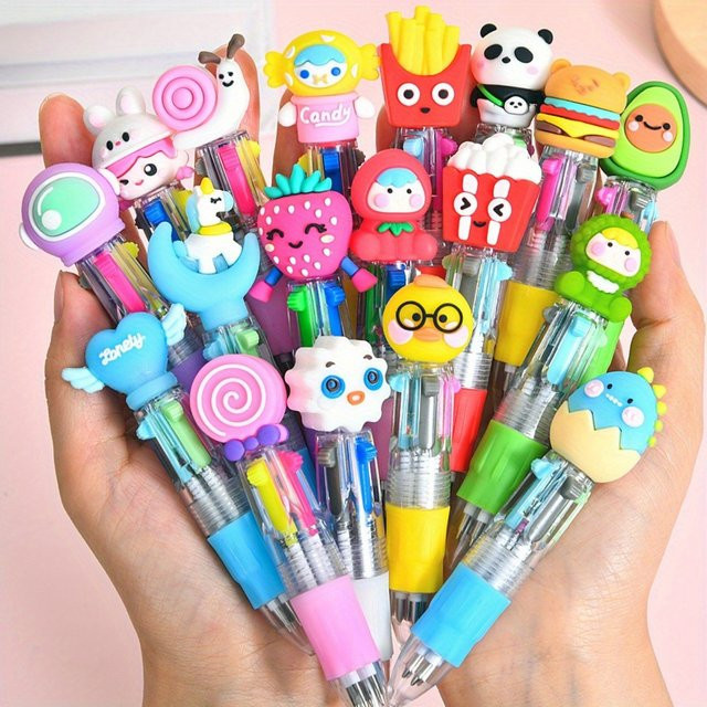 Lustiger 4-in-1 Kugelschreiber mit 4 bunten Tintenfarben in Multicolour für Kinder und als Geschenk - Bild 1