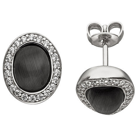 Colfem Ohrstecker oval, 925 Silber, Zirkonia, Unisex - Bild 1