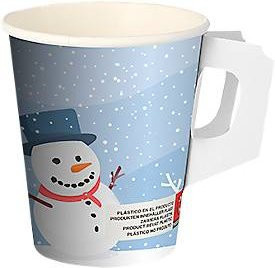 Papstar Trinkbecher Snowman mit Griff, blau, doppelwandig aus Pappe, 200 ml, 50 Stück, Durchmesser: 8 cm, Höhe: 9,3 cm - Bild 1