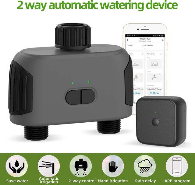 Tuya Smart Bluetooth Garten Bewässerungssystem mit 1/2 Zoll Anschluss, App-gesteuerter Wasser Timer für Sprinkler und Regenverzögerung, kompatibel mit Alexa - Bild 1