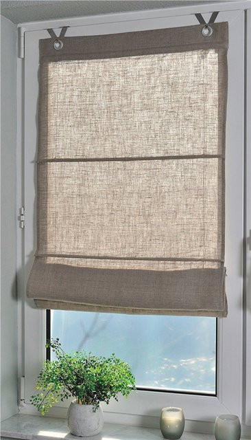Raffrollo Heine Home aus Leinen in Beige, B: 140 cm, H: 45 cm - Bild 1