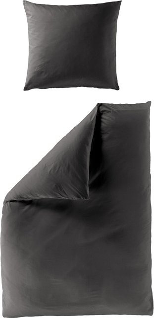 Bierbaum Bettwäsche aus Mako-Satin in Anthrazit mit Kissen, B/H: 155 x 220 cm und 80 x 80 cm - Bild 1