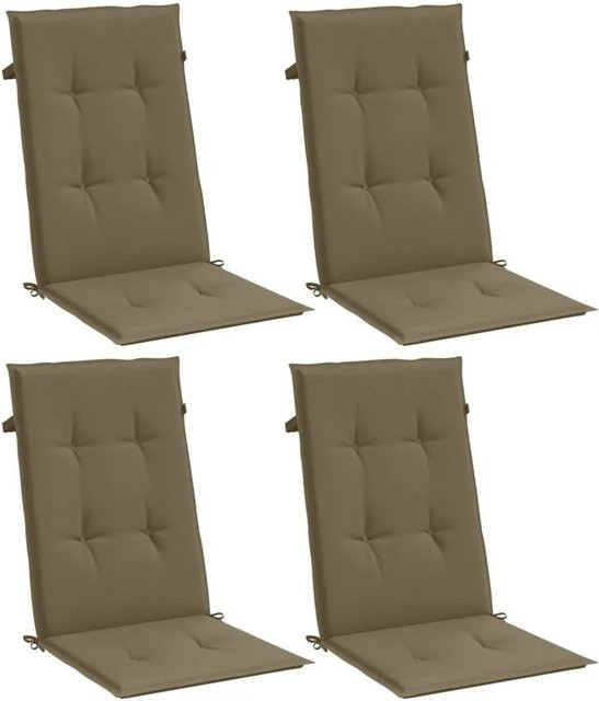 vidaXL Hochlehner-Auflagen 4er Set Melange Taupe aus Polyester, UV-beständig, B/H: 120 x 50 cm, Tiefe: 4 cm - Bild 1