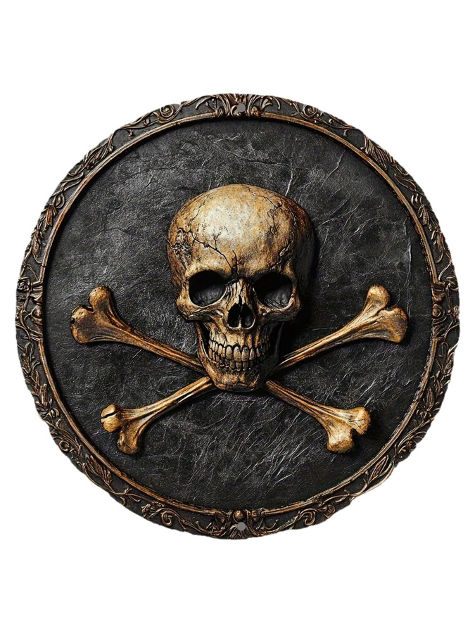 Runde Wandkunst aus Metall mit Totenkopf und Knochen von Potdemiel, Vintage Piraten Metallschild in Multicolour, Durchmesser: 20,32 cm - Bild 5