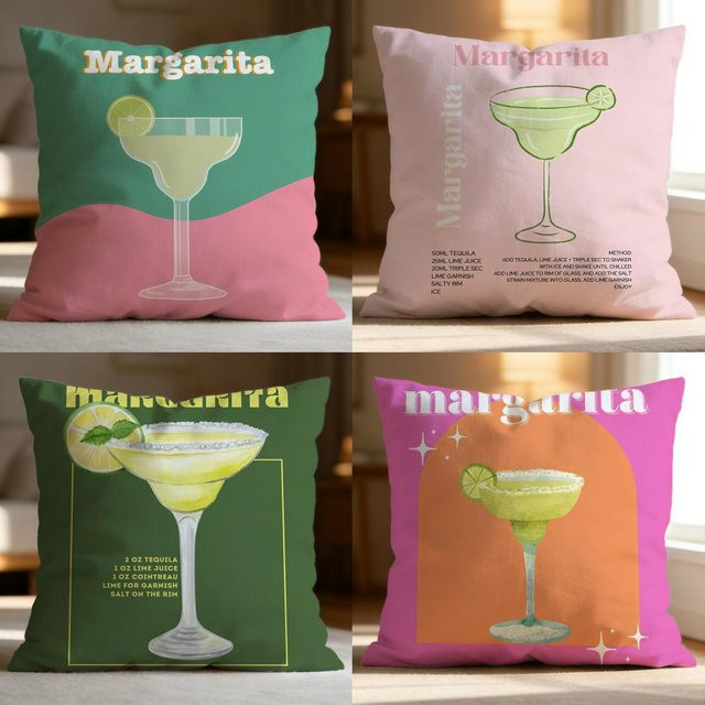 Hot M-Margarita Cocktail Arted Kissenbezug, quadratisch, schwarz und mehrfarbig, B/T: 30 x 30 cm - Bild 1