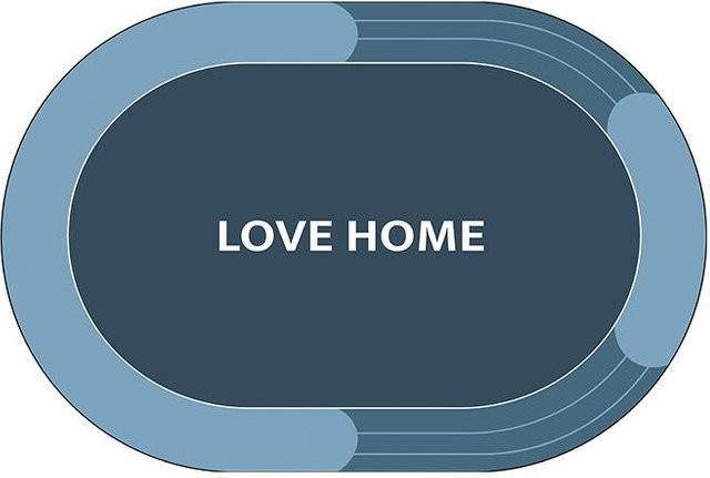 Saugfähige Badezimmer-Fußmatte von Yiran Furniture in Blau, oval, schnelltrocknend, B/T: 80 x 50 cm - Bild 1