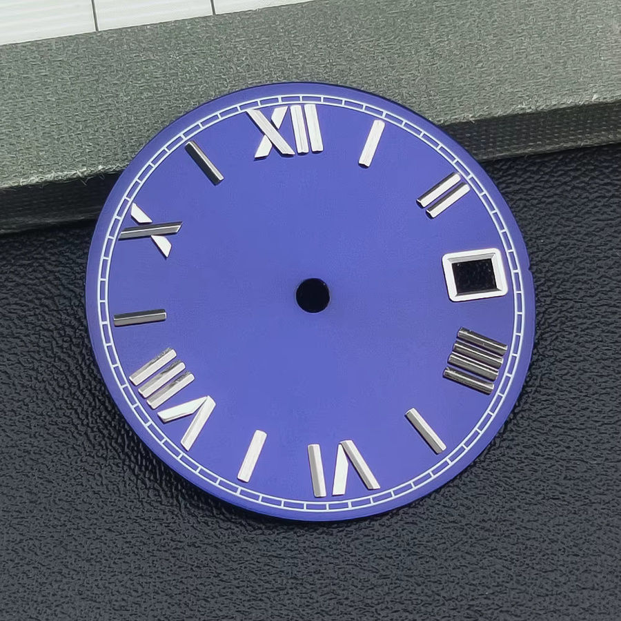 Neiton Uhrenzifferblatt, Römisches Zifferblatt, 28,5 mm, Schwarz Blau Grün - Bild 2