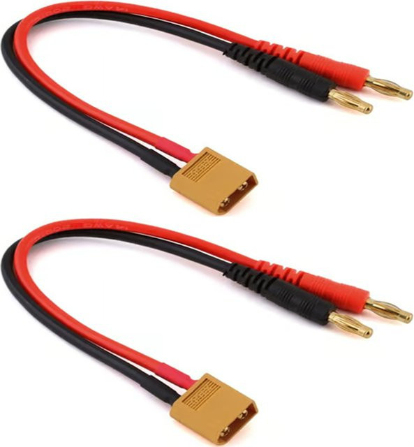 2er-Set XT60 RC-Ladekabel mit 4 mm Bananensteckern in Gold für RC Lipo Akkus mit USB-C Anschluss - Bild 1