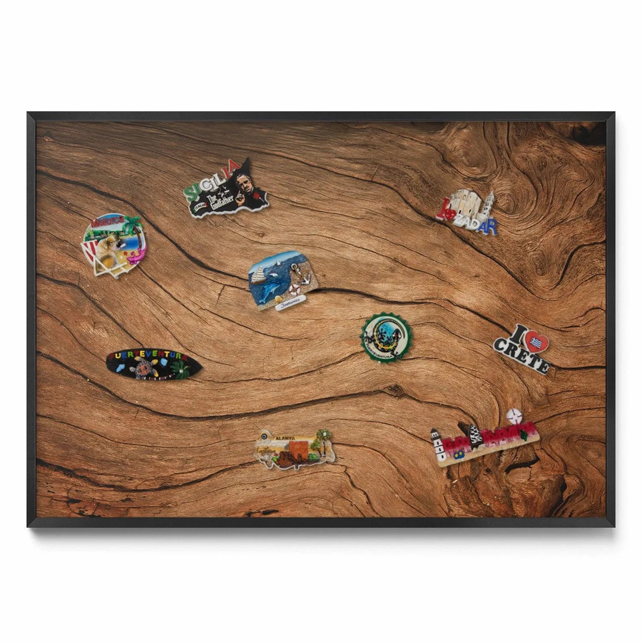 Tulup Magnettafel mit schwarzem Rahmen in Holzoptik, B: 100 cm, H: 70 cm - Bild 2