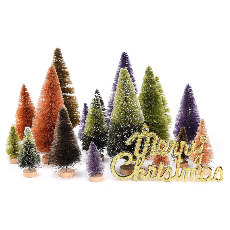 GoolRC 21er Set Kunstweihnachtsbäume aus Sisal und Holz in Mehrfarbig - Bild 5