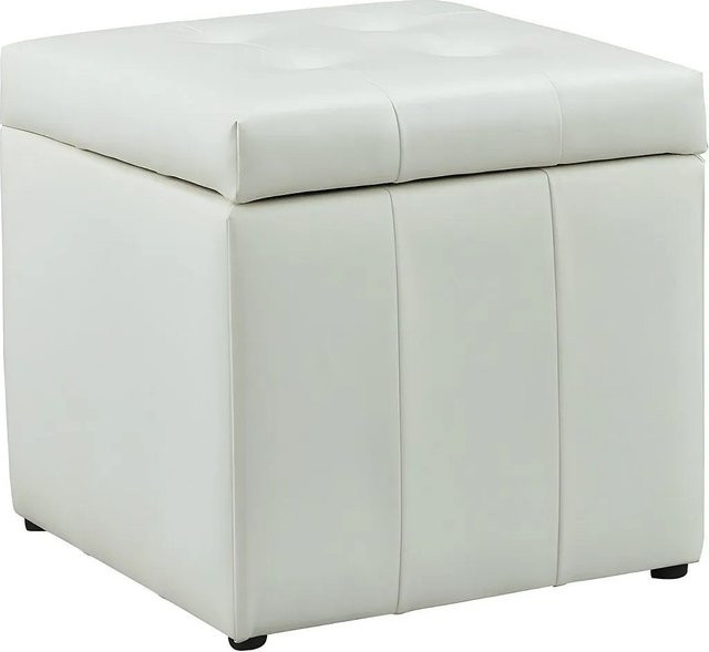 Sitzhocker Serafino von Vente-unique in Weiß, Durchmesser: 49 cm - Bild 1