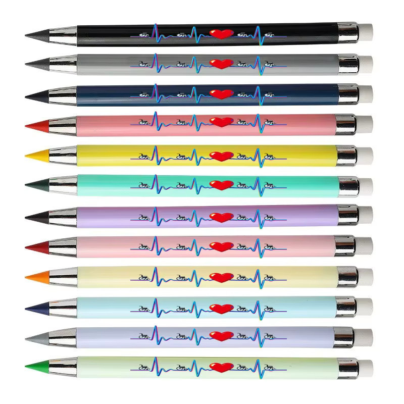 Life Guardian 12-teiliges Set ewige Bleistifte mit medizinischem EKG-Design in Mehrfarbig, ideal als Geschenk für Pflegekräfte - Bild 2