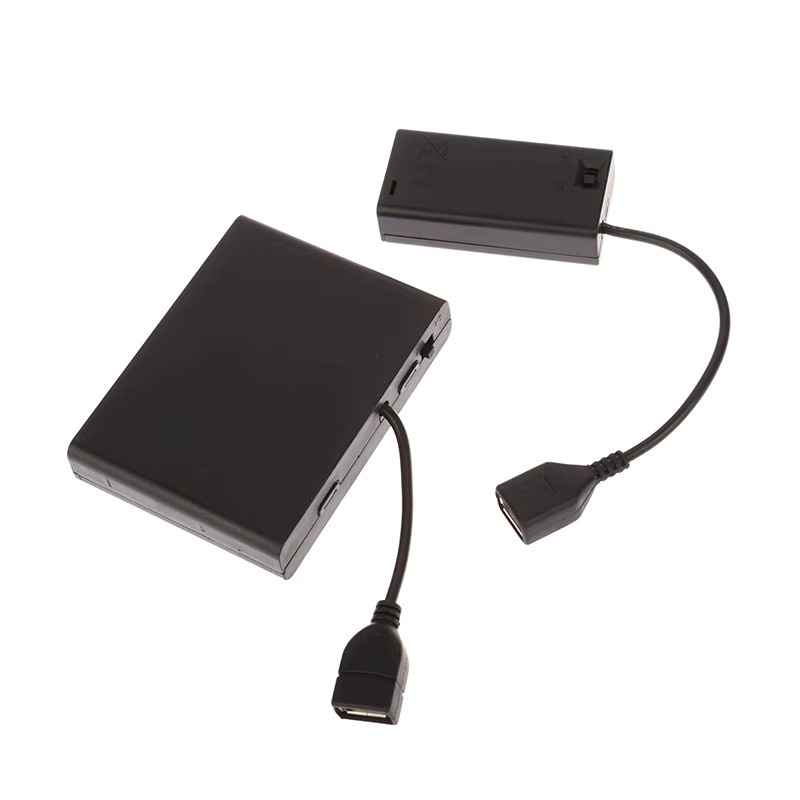 Tragbare Mini AA Batteriehalter Aufbewahrungsbox mit USB-C Anschluss in Schwarz - Bild 3