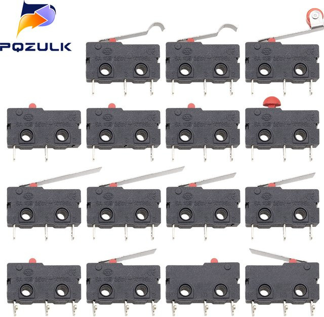 5er Set Mini Micro Endschalter mit Rollenhebel, SPDT NO NC, 5A 125V 250V, Schwarz von PQZULK - Bild 1