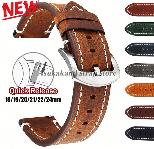 Uhrenarmband Leder, Vintage, Schnellverschluss, Unisex - Bild 1