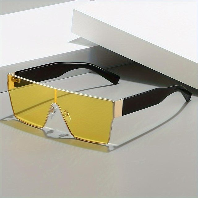 Aoseides Sonnenbrille, quadratisch, randlos, Kunststoff, Unisex, yellow - Bild 1