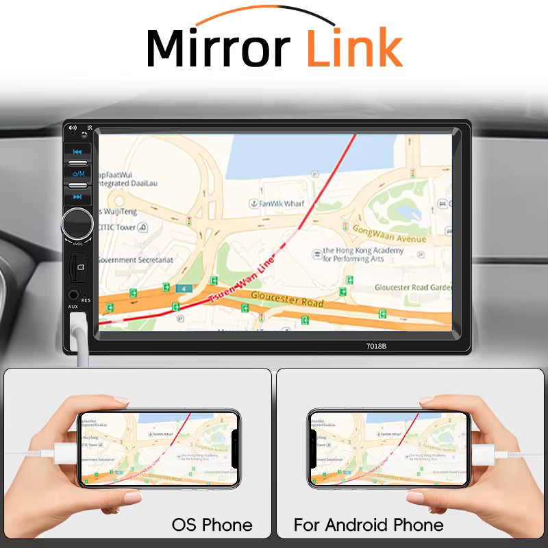 HIPPCRON 2-DIN Autoradio mit 7-Zoll Touchscreen, Bluetooth, CarPlay und Android Auto, MP5 Multimedia-Videoplayer in Schwarz - Bild 3