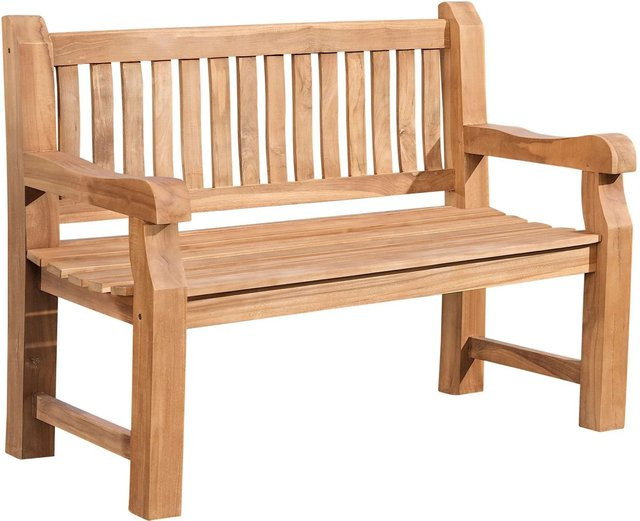 DELUKE Gartenbank DEGAD aus Teakholz in Braun mit Lehne und Armlehnen, wetterfest, B/T/H: 120 x 61 x 93 cm - Bild 1