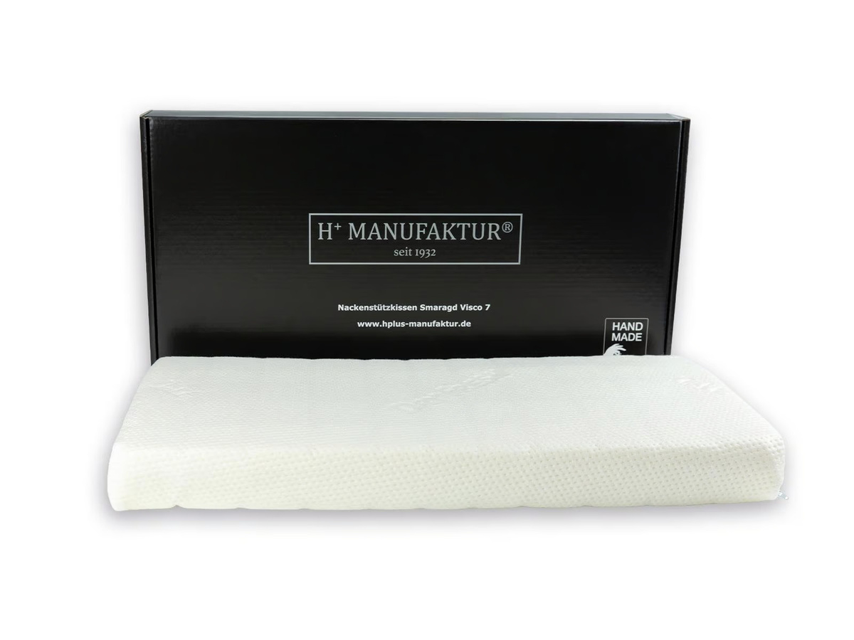 H+ Manufaktur Smaragd Nackenkissen aus Viscoschaum mit abnehmbarem Bezug in Weiß, B/T/H: 35 x 70 x 7 cm - Bild 2