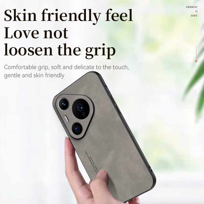 Schaffell Leder Handyhülle für Huawei Pura 80 70 60 50 40 30 Pro Plus Ultra in Schwarz und Grau - Bild 3