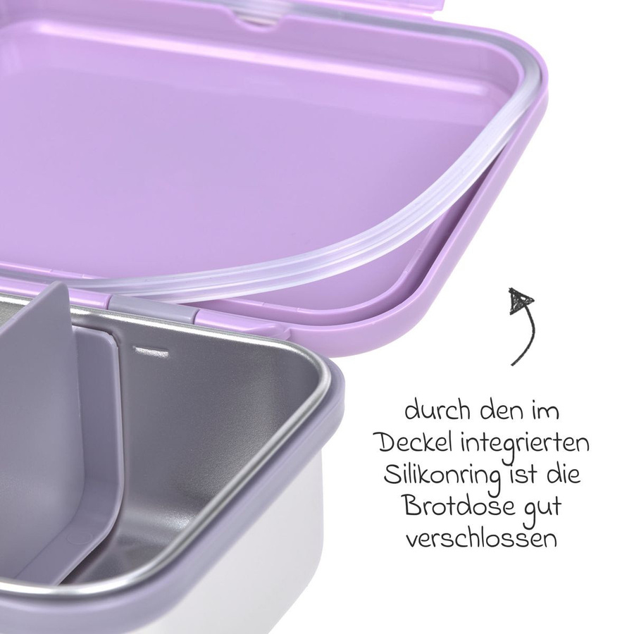 Lässig Edelstahl-Brotdose Little Gang Heart in Lilac mit Fächern - Bild 3