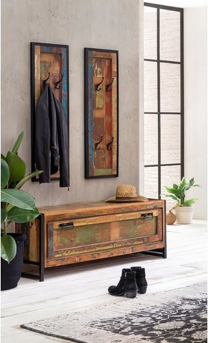 SIT Dielen-Set BALI Schuhschrank im Industrial Design aus Holz und Metall in Bunt und Antikschwarz - Bild 1
