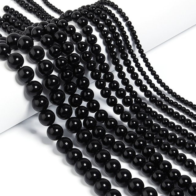 Louleur Glasperlen, schwarz, rund, 4 6 8 10 12 mm - Bild 1